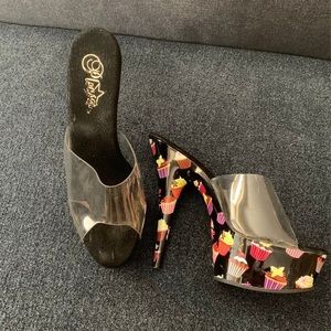 pleaser black cupcake heels